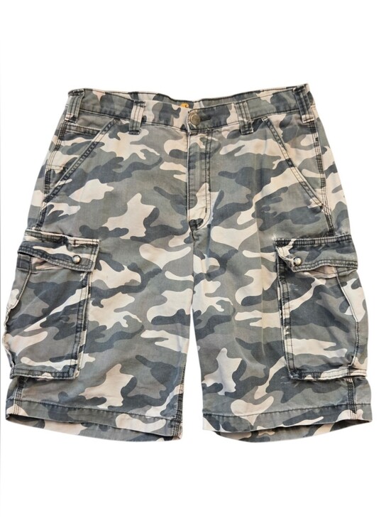 Carhartt Other - Vintage Carhartt Men's Gray and Cream Canvas Camo Relaxed Fit Cargo Shorts-Sz 34